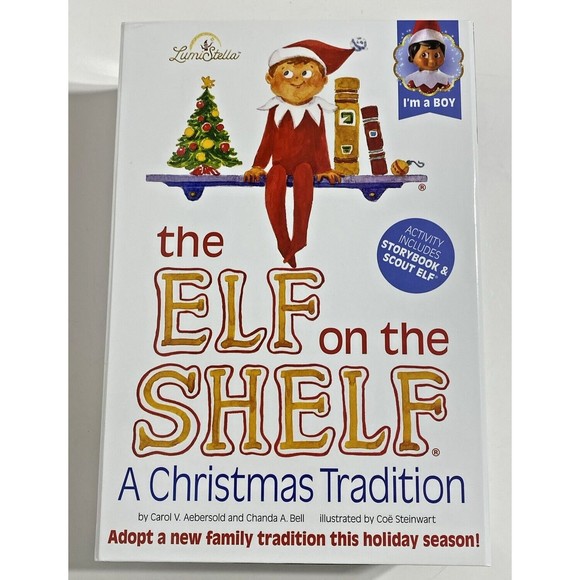 Other - Elf On The Shelf Brown Eyed Dark Skin Boy Doll Figure And Story Book Boxed New